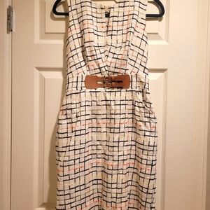 Milly white tweed dress with leather buckle